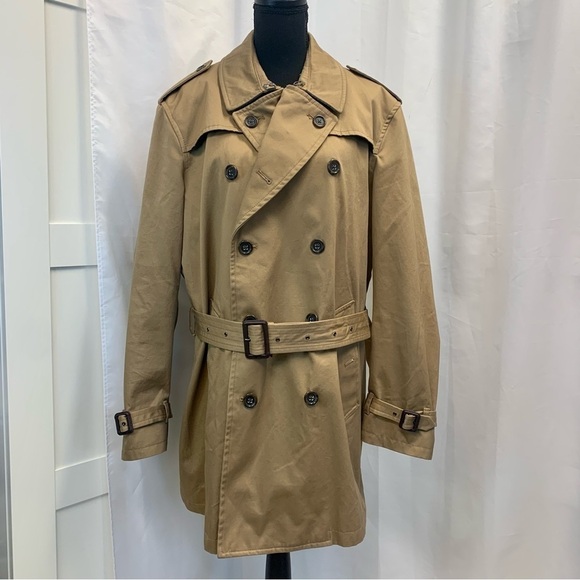 Banana Republic camel tan brown trench coat Sz L NWOT - Picture 3 of 13
